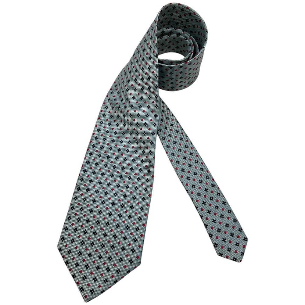 🆕TRUSSARDI Blue/White Geometric Silk LUXURY Tie ITALY